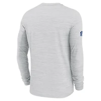 T-shirt Nike à manches longues Performance Ash New York Giants Sideline Velocity pour homme