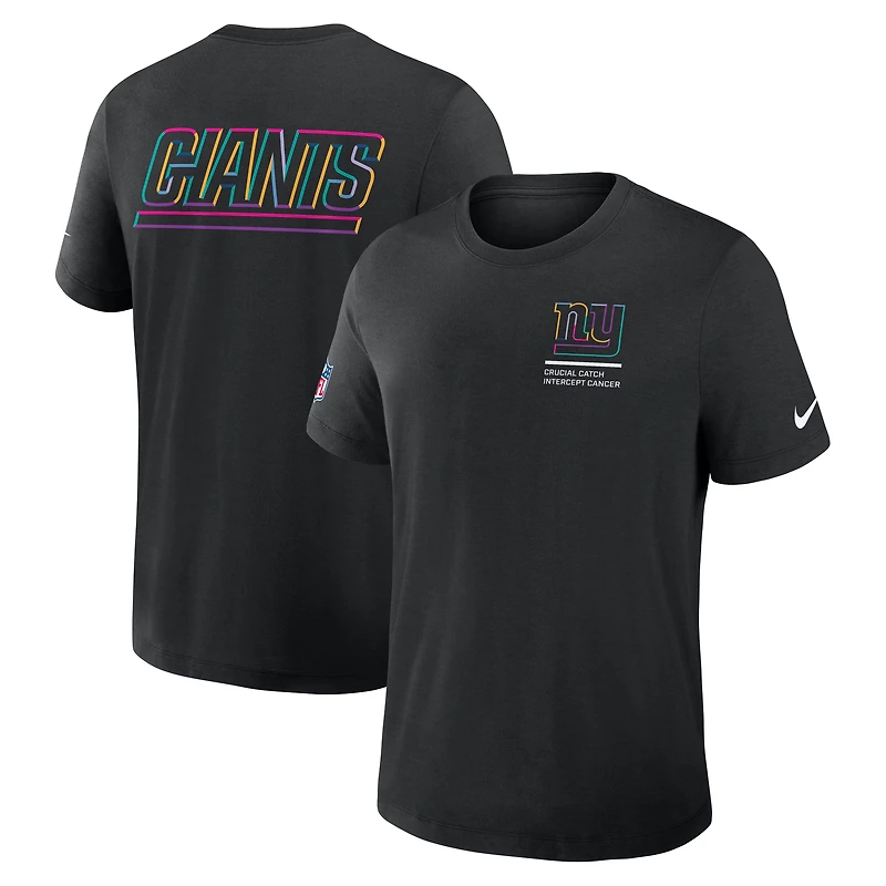 T-shirt Nike noir New York Giants 2025 Crucial Catch Tri-Blend Dri-FIT pour homme