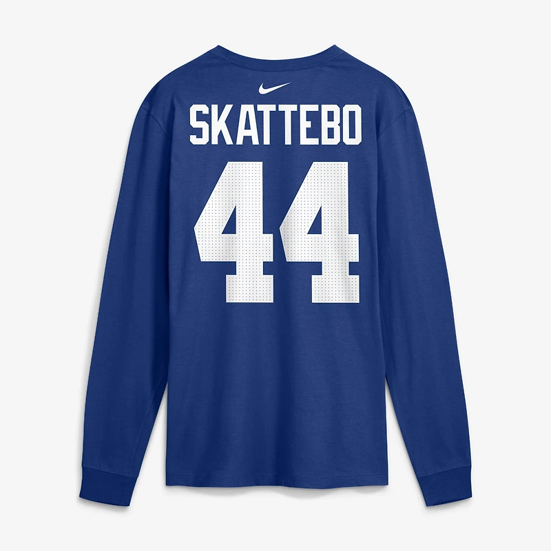 Men's Nike Cam Skattebo Royal New York Giants Name & Number Long Sleeve T-Shirt