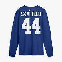 Men's Nike Cam Skattebo Royal New York Giants Name & Number Long Sleeve T-Shirt