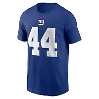 T-shirt Nike Cam Skattebo Royal pour homme avec nom et numéro des New York Giants