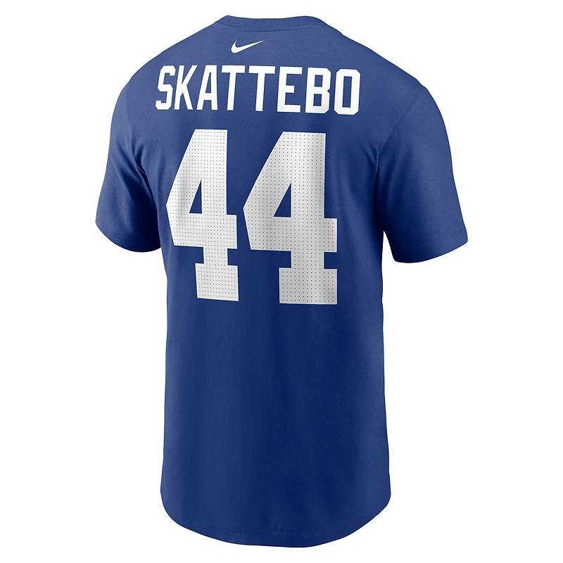 T-shirt Nike Cam Skattebo Royal pour homme avec nom et numéro des New York Giants