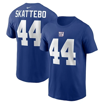 T-shirt Nike Cam Skattebo Royal pour homme avec nom et numéro des New York Giants