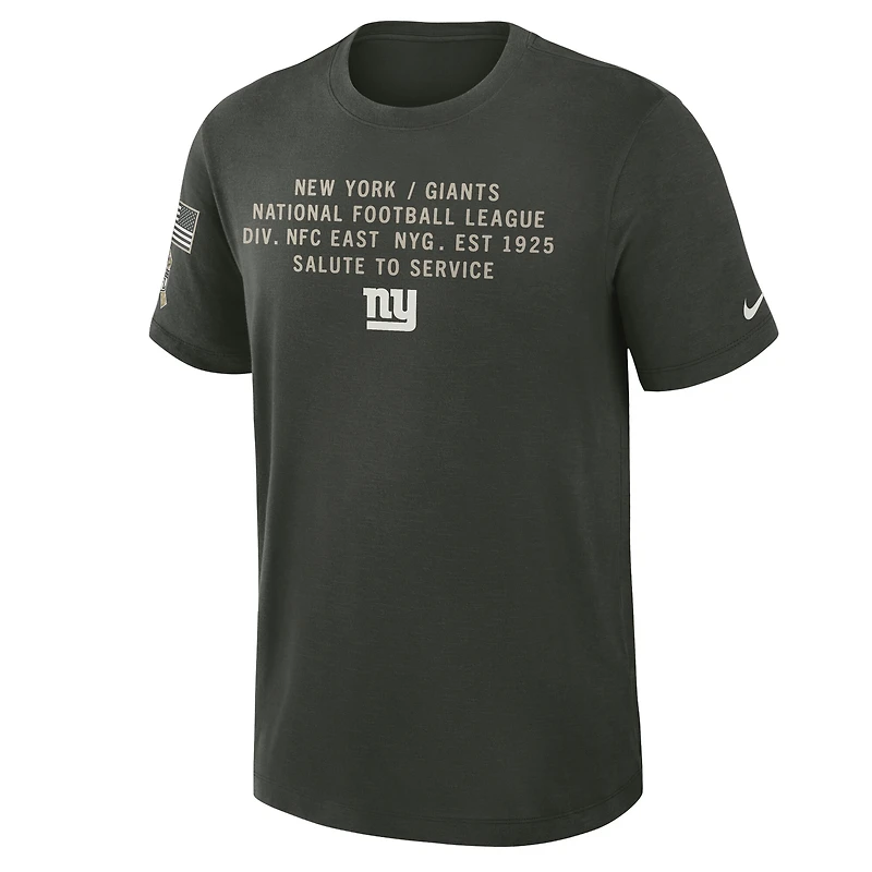 Men's Nike Dark Green New York Giants 2025 Salute to Service Sideline Slub Dri-FIT T-Shirt
