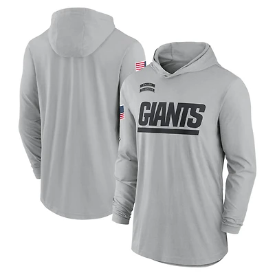 T-shirt à capuche léger et performant manches longues Nike New York Giants 2024 Gris pour homme