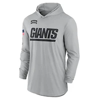 Men's Nike Gray New York Giants 2024 Salute to Service Lightweight Performance Long Sleeve Hoodie T-Shirt