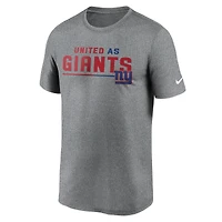 T-shirt de performance Nike pour homme New York Giants Legend Team Shoutout gris chiné
