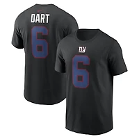 T-shirt Nike Jaxson Dart noir pour homme, New York Giants, logo carbone, nom et numéro