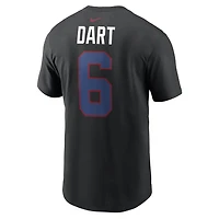 T-shirt Nike Jaxson Dart noir pour homme, New York Giants, logo carbone, nom et numéro