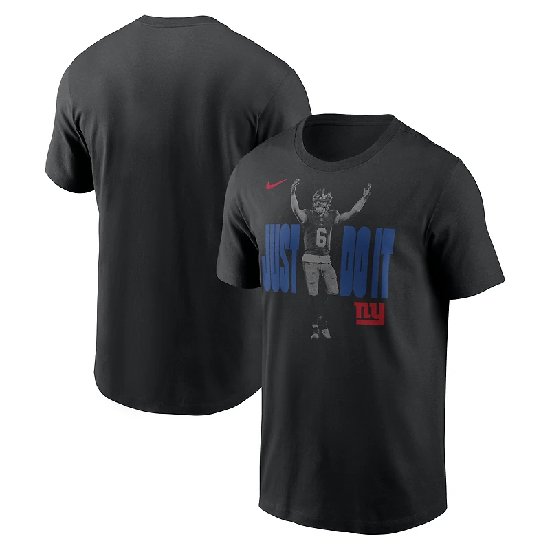 T-shirt Nike Jaxson Dart noir pour homme, New York Giants « Just Do It »