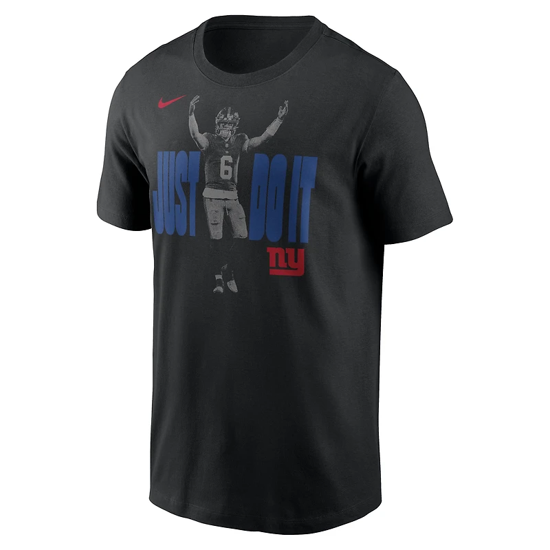 T-shirt Nike Jaxson Dart noir pour homme, New York Giants « Just Do It »
