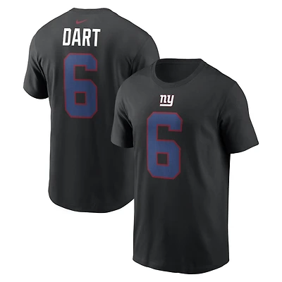 Men's Nike Jaxson Dart Black New York Giants Name & Number T-Shirt