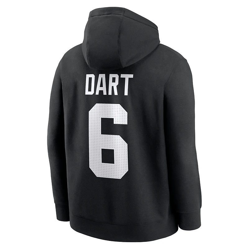 Sweat à capuche en polaire Nike Jaxson Dart noir pour homme, avec nom et numéro de joueur des New York Giants