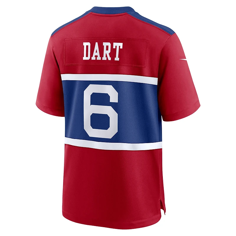 Maillot Nike Jaxson Dart rouge pour homme des New York Giants, Alternate Century,