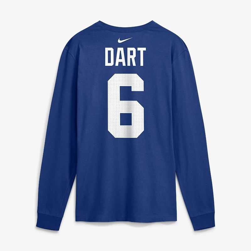 Men's Nike Jaxson Dart Royal New York Giants Name & Number Long Sleeve T-Shirt