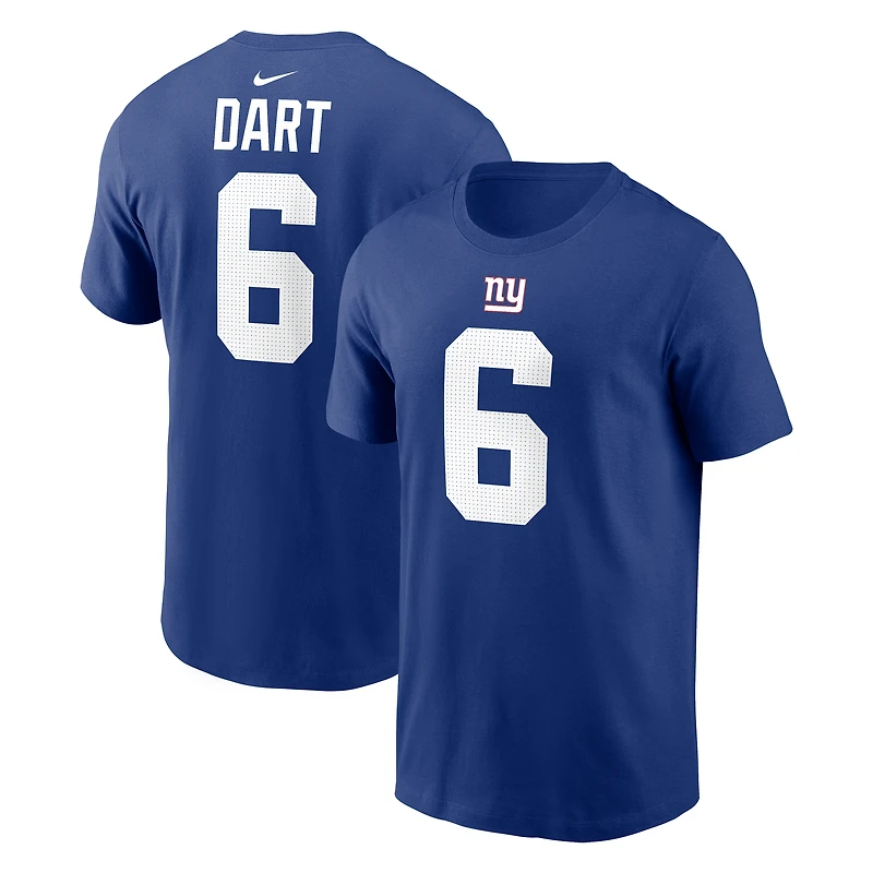 Men's Nike Jaxson Dart Royal New York Giants Name & Number T-Shirt