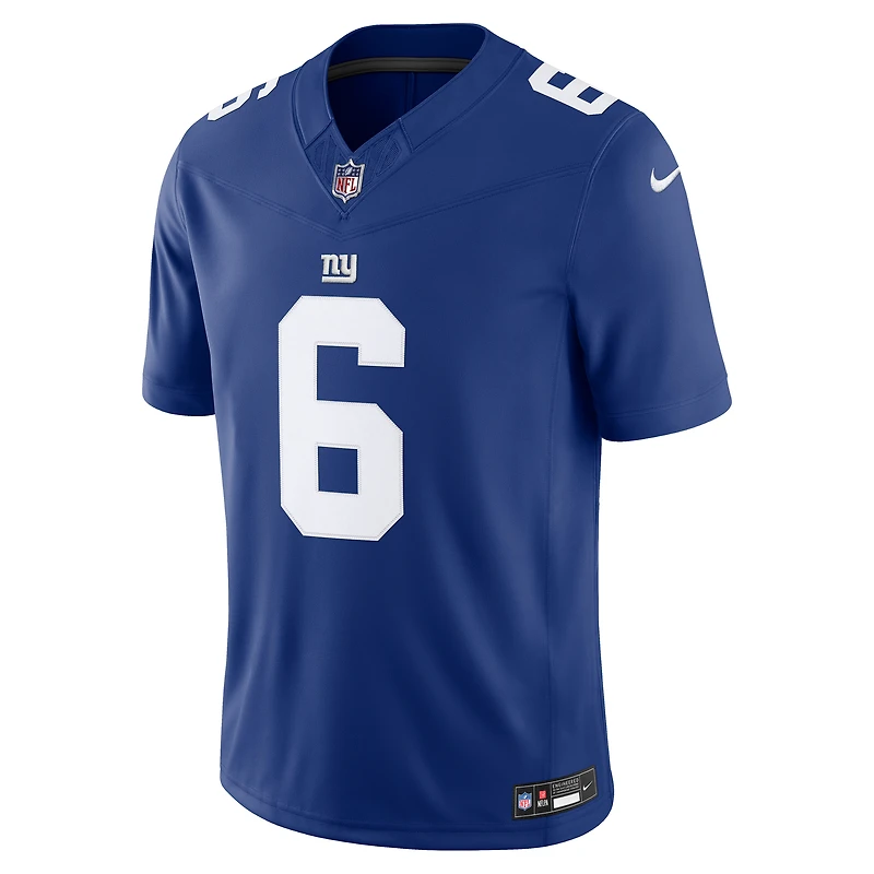 Men's Nike Jaxson Dart Royal New York Giants Vapor F.U.S.E. Stitched Limited Jersey