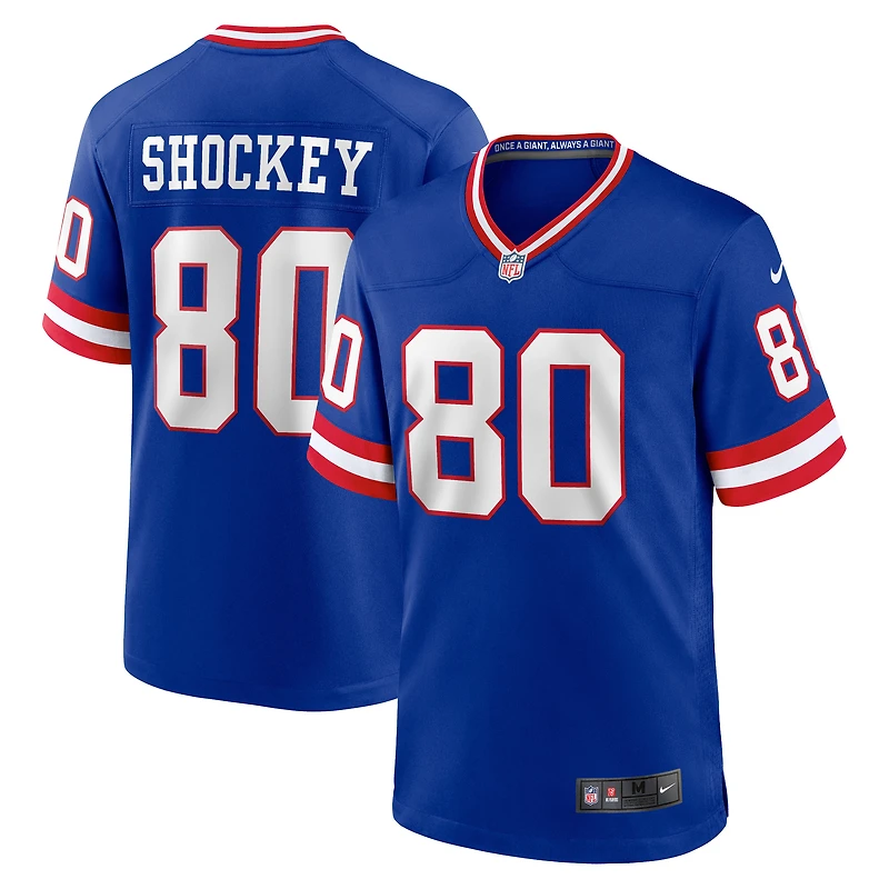 Maillot Nike Jeremy Shockey Royal pour homme, joueur retraité des New York Giants, match alternatif
