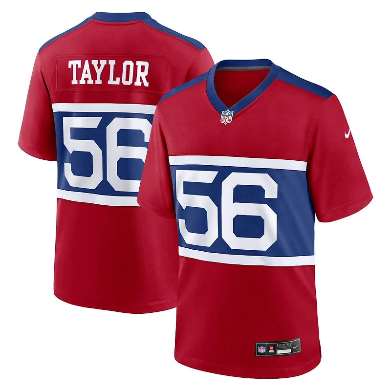 Maillot de match joueur retraité alternatif des New York Giants Nike Lawrence Taylor Century rouge pour homme