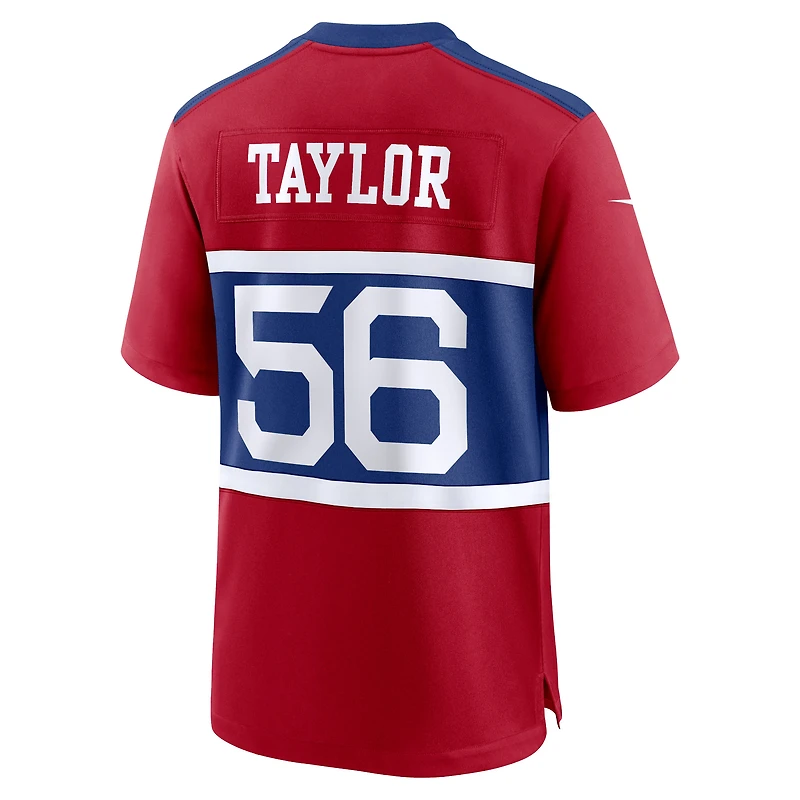 Maillot de match joueur retraité alternatif des New York Giants Nike Lawrence Taylor Century rouge pour homme