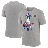 T-shirt Nike Malik Nabers pour homme, gris chiné, motif joueur des New York Giants