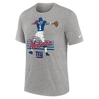 T-shirt Nike Malik Nabers pour homme, gris chiné, motif joueur des New York Giants
