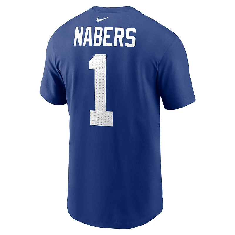 T-shirt Nike Malik Nabers Royal New York Giants pour homme avec nom et numéro