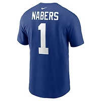T-shirt Nike Malik Nabers Royal New York Giants pour homme avec nom et numéro