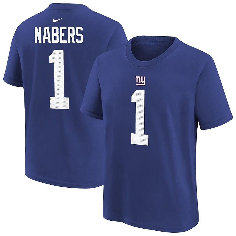 T-shirt Nike Malik Nabers Royal New York Giants pour homme avec nom et numéro de joueur