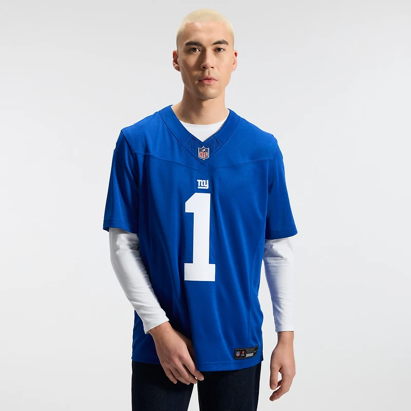 Men's Nike Malik Nabers Royal New York Giants Vapor F.U.S.E. Stitched Limited Jersey