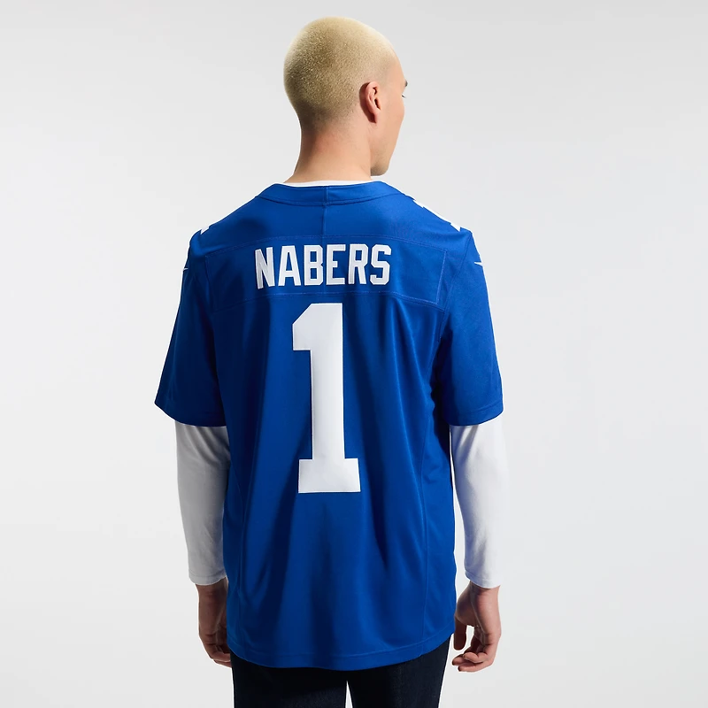 Men's Nike Malik Nabers Royal New York Giants Vapor F.U.S.E. Stitched Limited Jersey