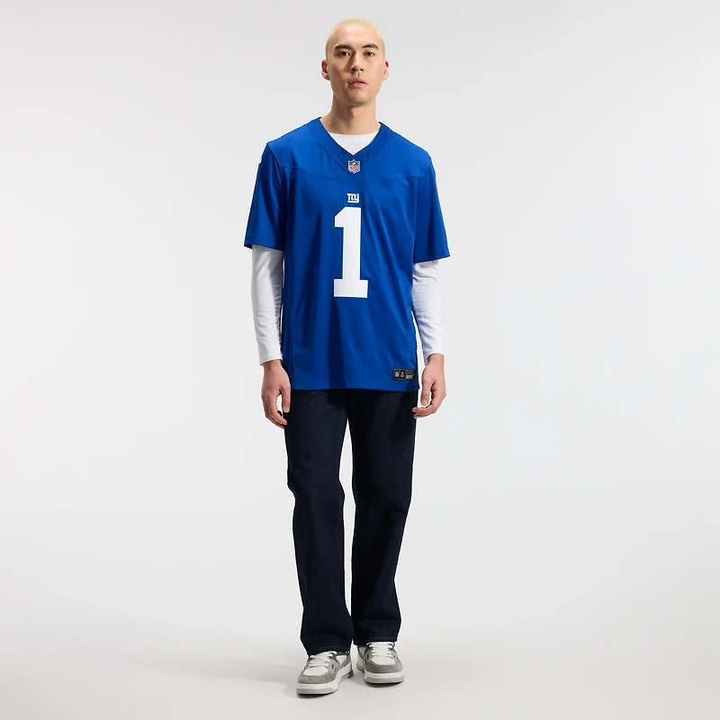 Men's Nike Malik Nabers Royal New York Giants Vapor F.U.S.E. Stitched Limited Jersey