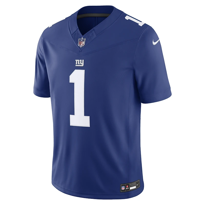 Men's Nike Malik Nabers Royal New York Giants Vapor F.U.S.E. Stitched Limited Jersey