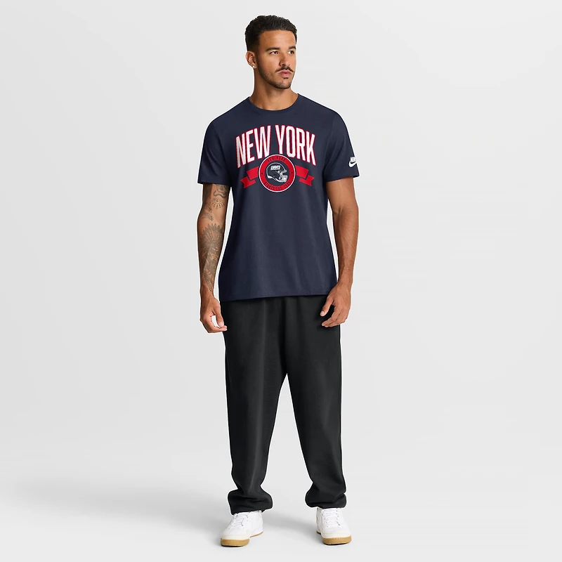 T-shirt Nike bleu marine New York Giants Rewind pour homme, coupe avant et arrière, essentiel