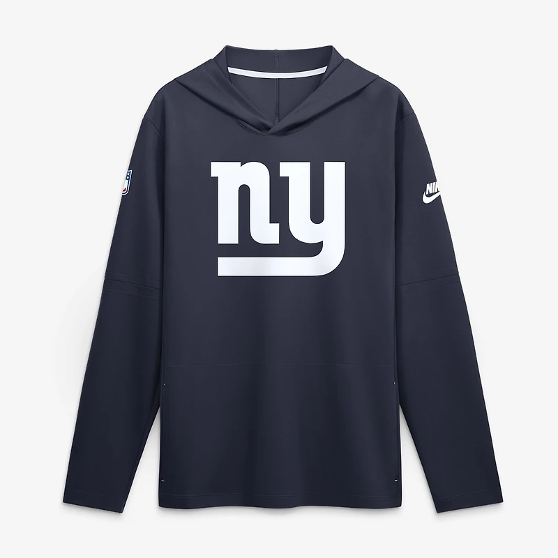 T-shirt à capuche manches longues Nike bleu marine New York Giants Sideline Dri-FIT pour homme