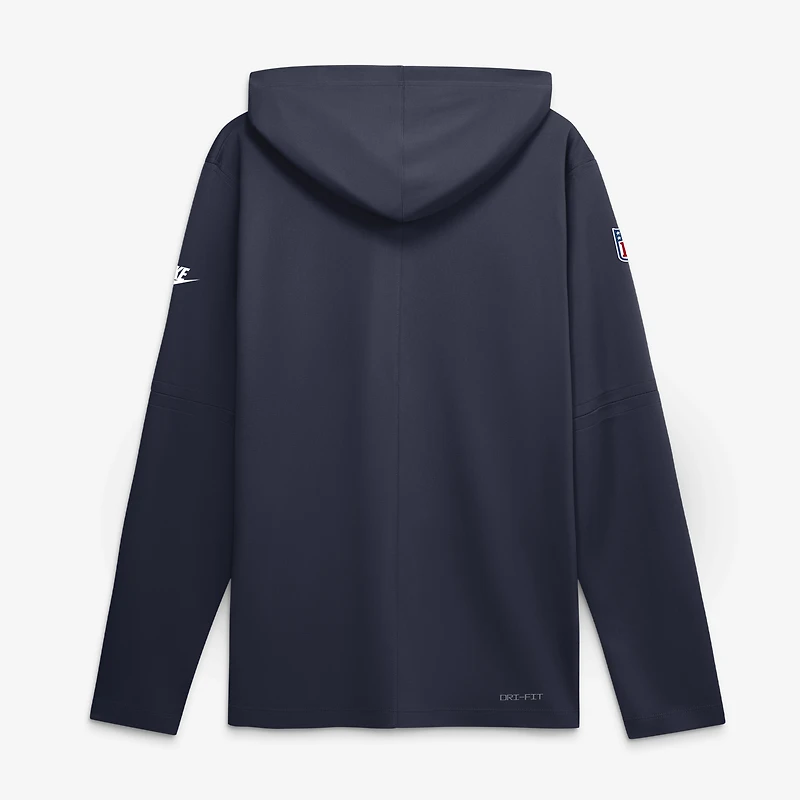 T-shirt à capuche manches longues Nike bleu marine New York Giants Sideline Dri-FIT pour homme