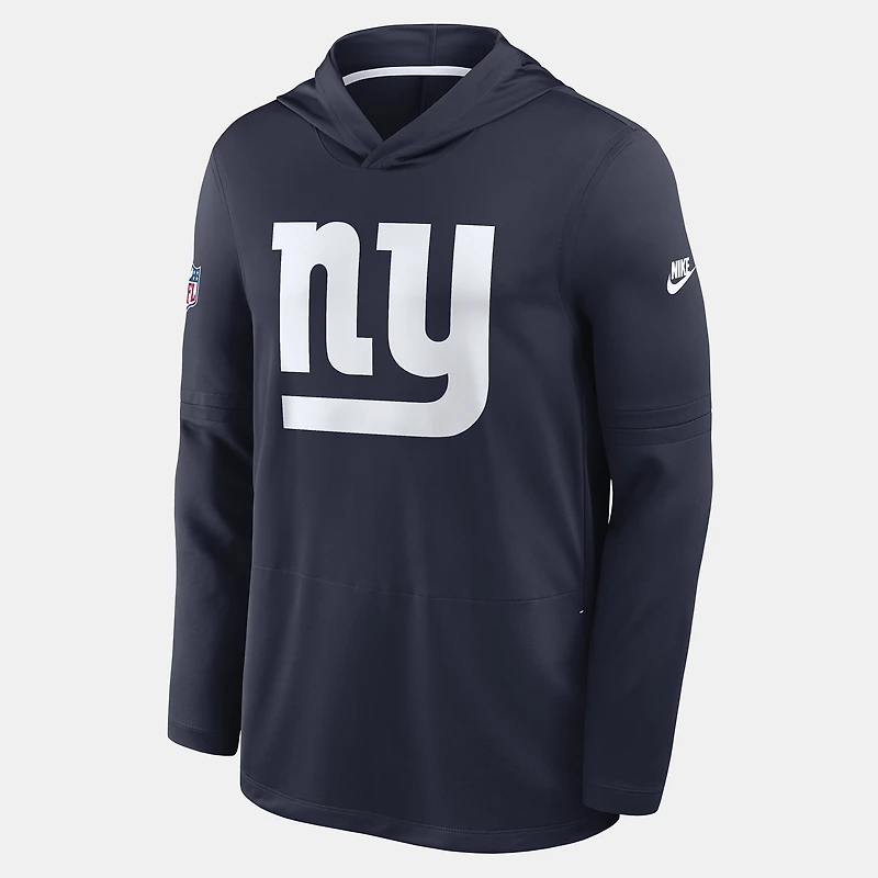 T-shirt à capuche manches longues Nike bleu marine New York Giants Sideline Dri-FIT pour homme