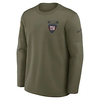 Men's Nike Olive New York Giants 2025 Salute to Service Sideline Coaches Therma-FIT Long Sleeve Shirt