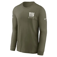 Men's Nike Olive New York Giants 2025 Salute to Service Sideline Long Sleeve T-Shirt