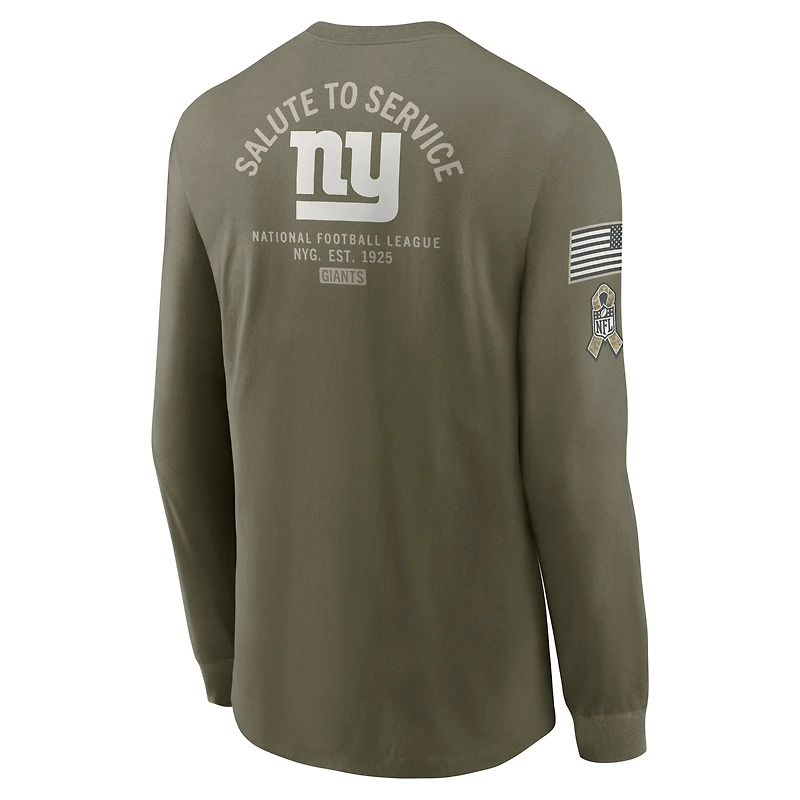 Men's Nike Olive New York Giants 2025 Salute to Service Sideline Long Sleeve T-Shirt