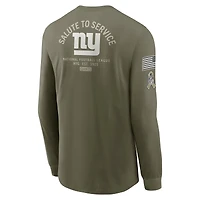 Men's Nike Olive New York Giants 2025 Salute to Service Sideline Long Sleeve T-Shirt