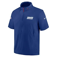 Veste à capuche manches courtes et demi-zip Nike Royal New York Giants 2024 Sideline Coach pour homme