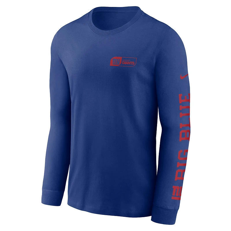 T-shirt à manches longues Nike Royal New York Giants All Out pour homme