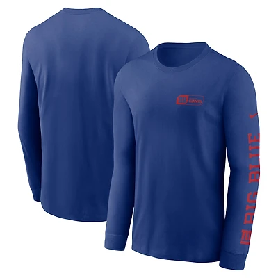 T-shirt à manches longues Nike Royal New York Giants All Out pour homme