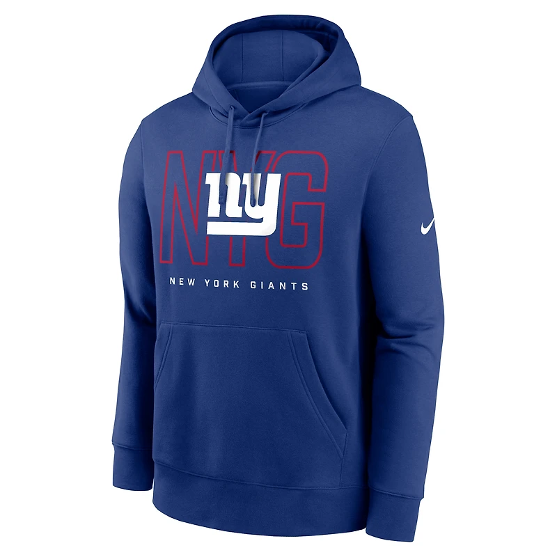 Men's Nike Royal New York Giants Busted Play Club Fleece Pullover Hoodie