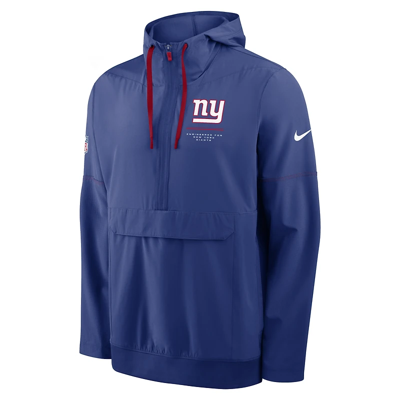 Men's Nike Royal New York Giants Sideline Anorak Half-Zip Hooded Jacket