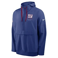 Men's Nike Royal New York Giants Sideline Anorak Half-Zip Hooded Jacket