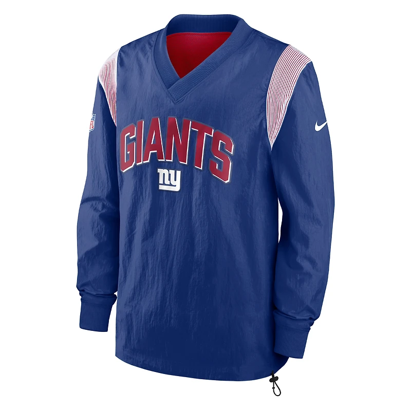 Men's Nike Royal New York Giants Sideline Athletic Stack V-Neck Pullover Windshirt Jacket