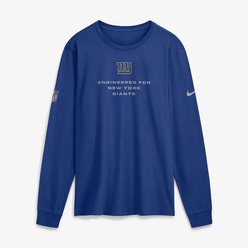 T-shirt à manches longues Nike Royal New York Giants Sideline Bold Arch Star Dri-FIT pour homme