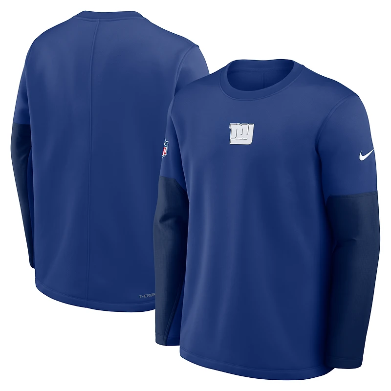 Men's Nike Royal New York Giants Sideline Coach Therma-FIT Long Sleeve T-Shirt